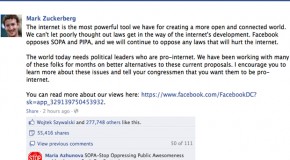 Mark Zuckerberg Uses Facebook Account To Address SOPA