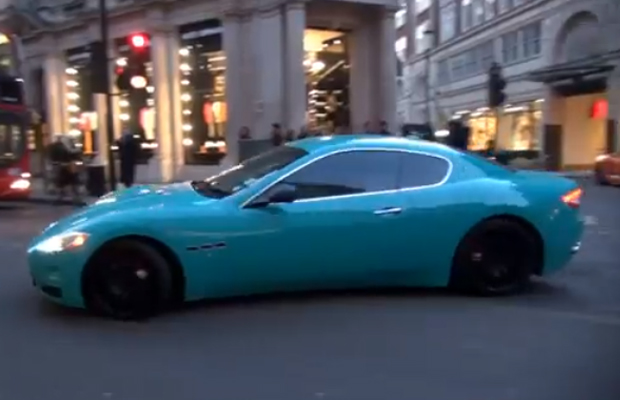 Maserati Granturismo turquoise owned by the Al-Thani royal family of Qatar