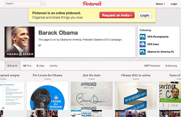 Barack Obama Pinterest Account