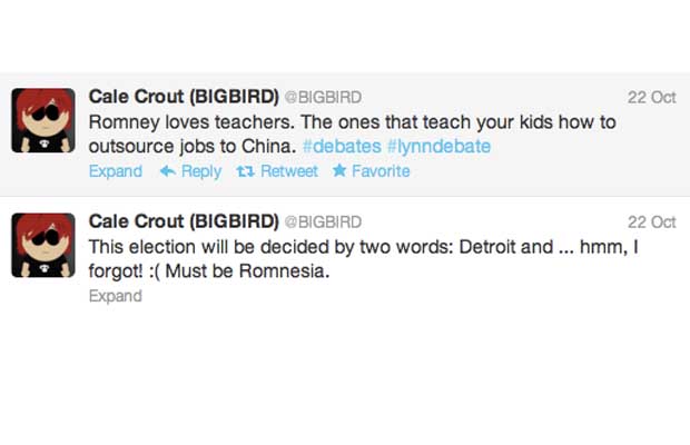 Cale Crout Twitter Timeline Election Day 2013