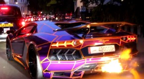 Watch This Tron-Inspired Lamborghini Aventador Spit Hot Fire