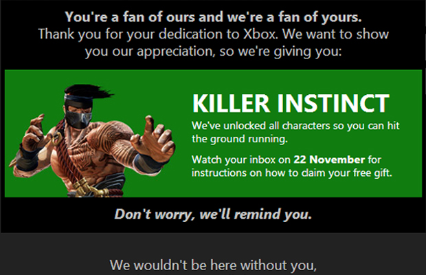 Killer Instinct Xbox One Email